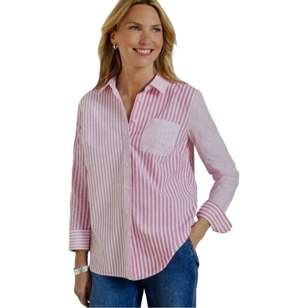 TALBOTS MODERN CLASSIC SHIRT- MIXED STRIPE - Picture 2 of 9